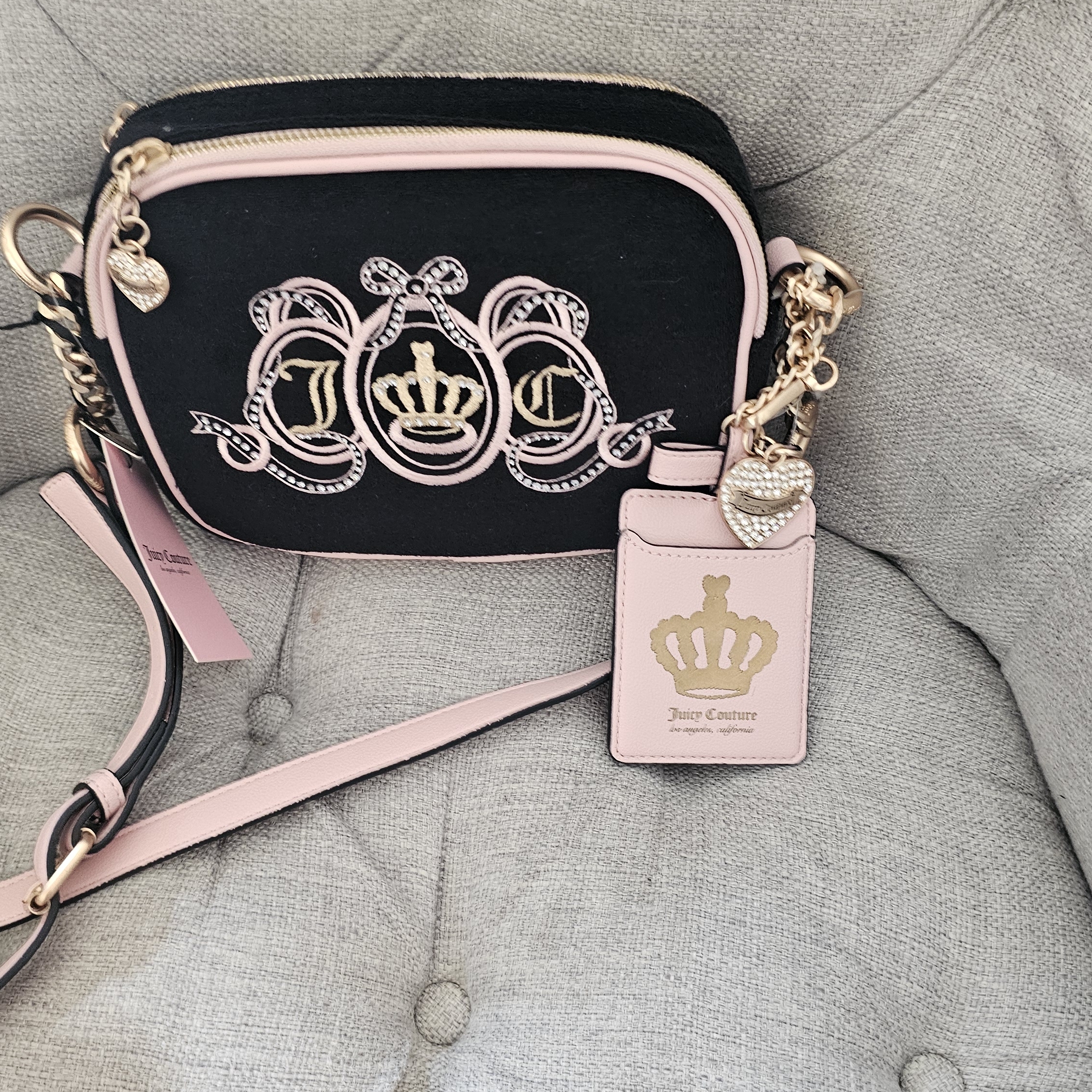 Juicy Couture Black And Pink Regal Crossbody Bag